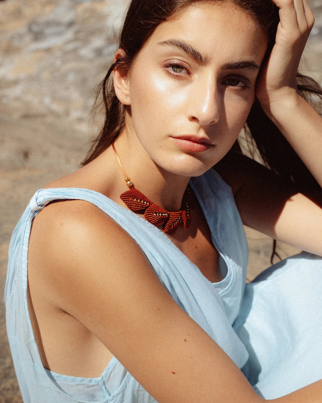 Aura Cotton Macramé Necklace – Terracotta - Cōper Shop