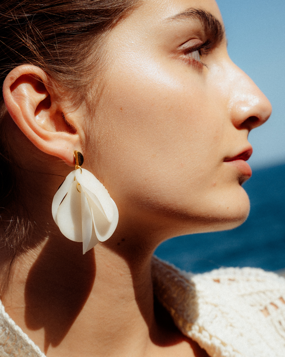 Flora Tagua Earrings – Off-White - Cōper Shop