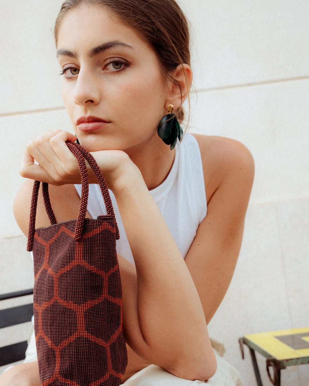 Nerea Beaded Handbag - Brown - Cōper Shop
