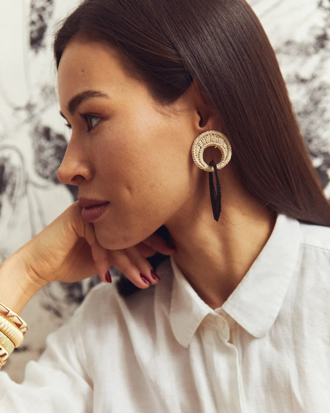 Carmina Earring | Beige & Black