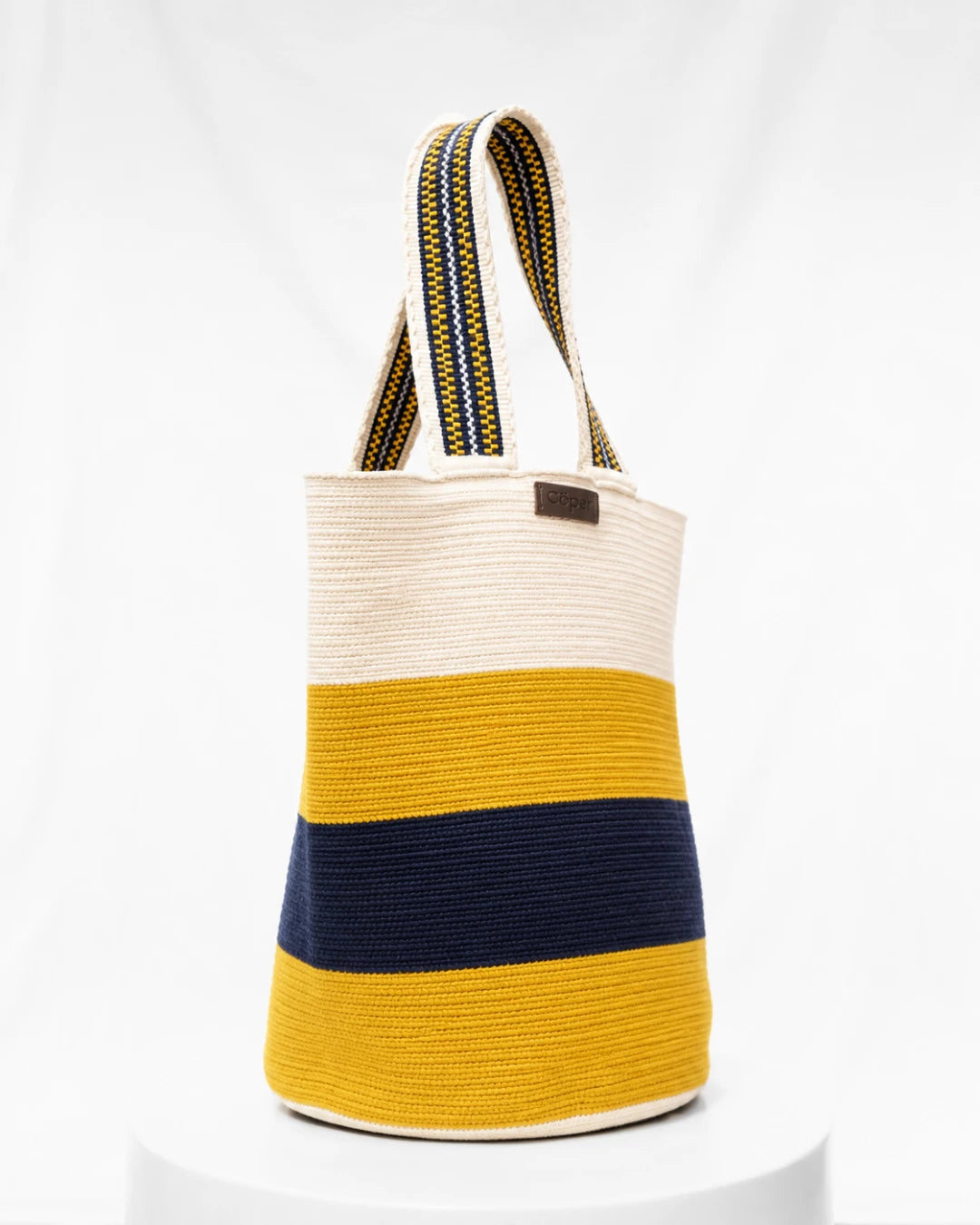 Bolso Tote Wayuu Celia Nº18 – Beige y Mostaza