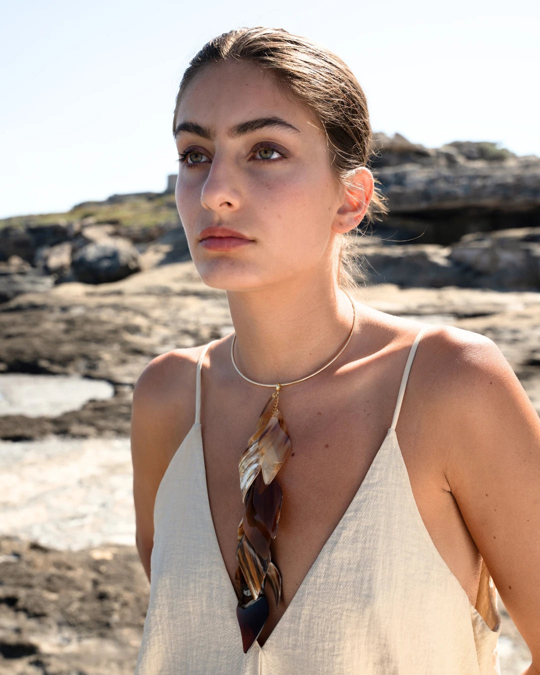 Serena Horn Necklace - Sand - Cōper Shop