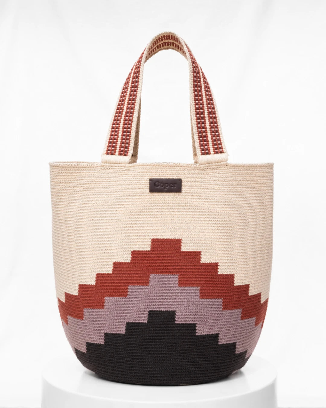 Celia Tote 04 Wayuu Bag - Terracotta, Lilac & Brown