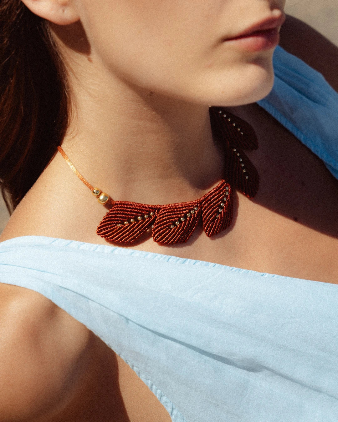 Aura Cotton Macramé Necklace – Terracotta - Cōper Shop