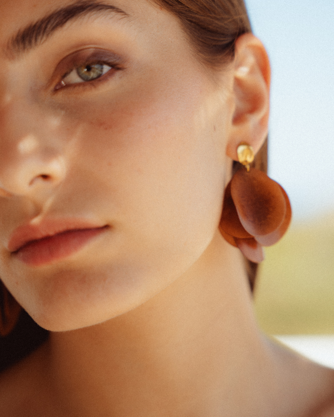 Flora Tagua Earrings – Cognac - Cōper Shop