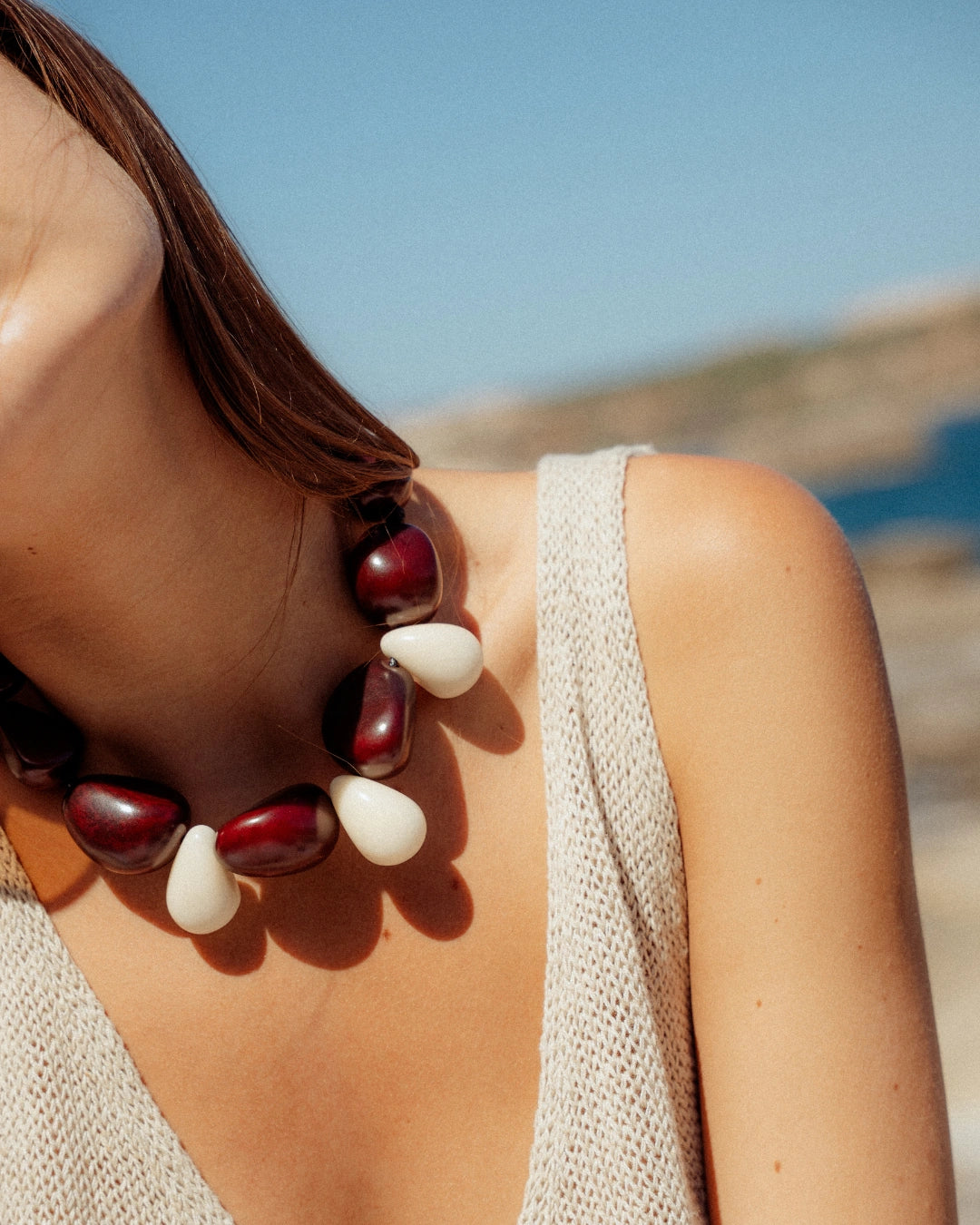 Marina Tagua Seed Necklace – Burgundy - Cōper Shop