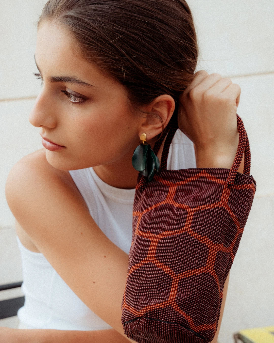 Nerea Beaded Handbag - Brown - Cōper Shop