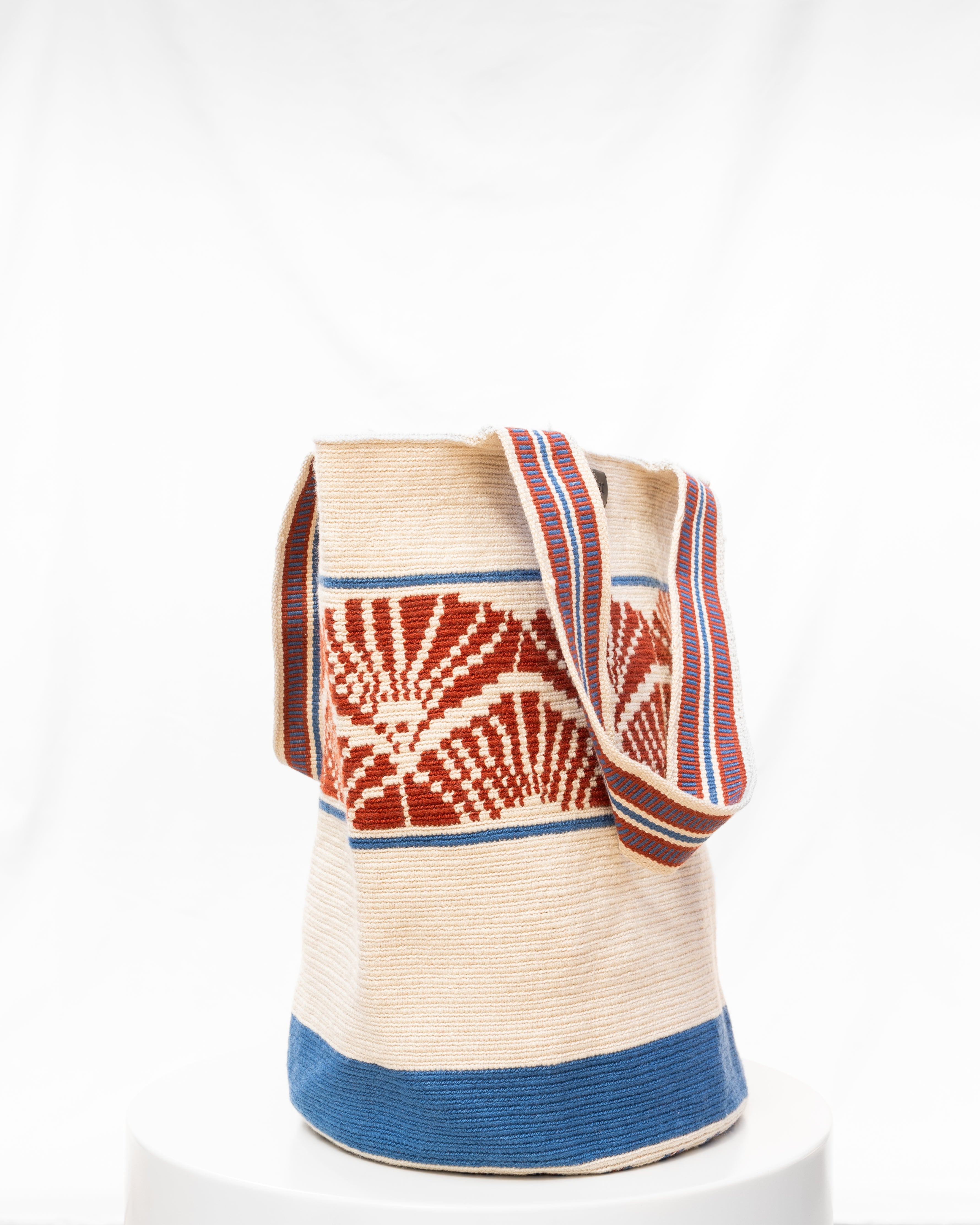 Celia Tote 36 Wayuu Bag - Terracota & Blue Jean - Cōper Shop