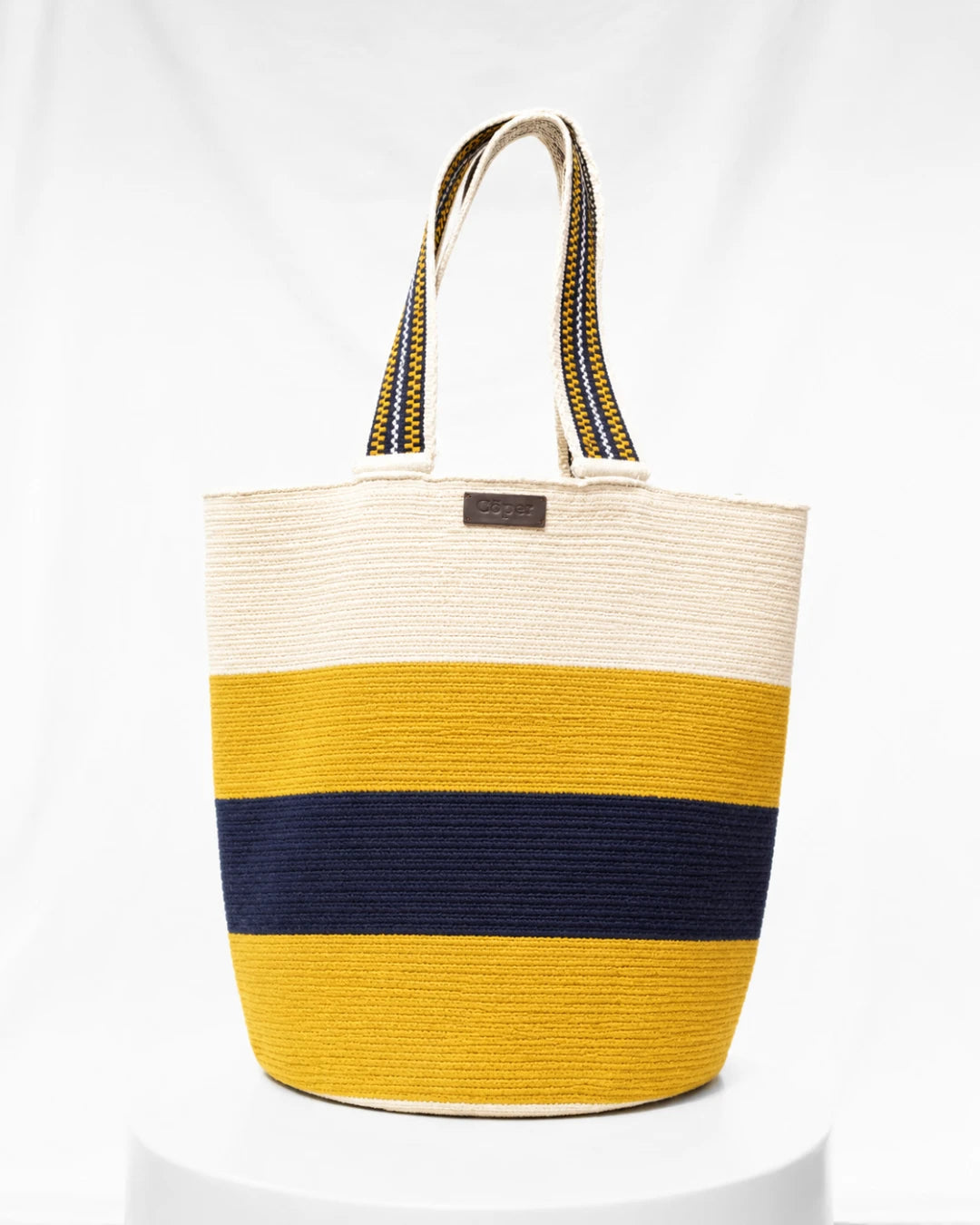 Bolso Tote Wayuu Celia Nº18 – Beige y Mostaza