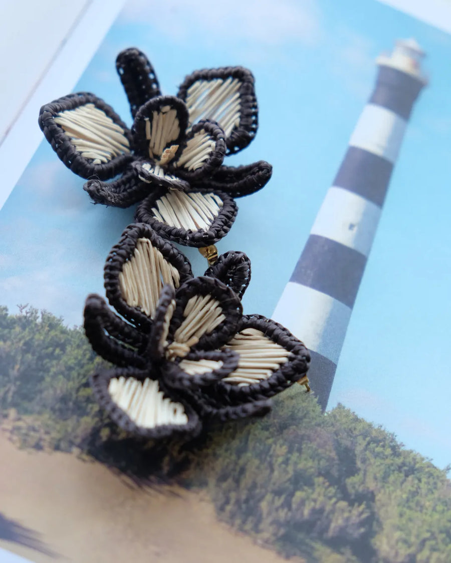 Orquidea Iraca Palm Earrings - Natural & Black