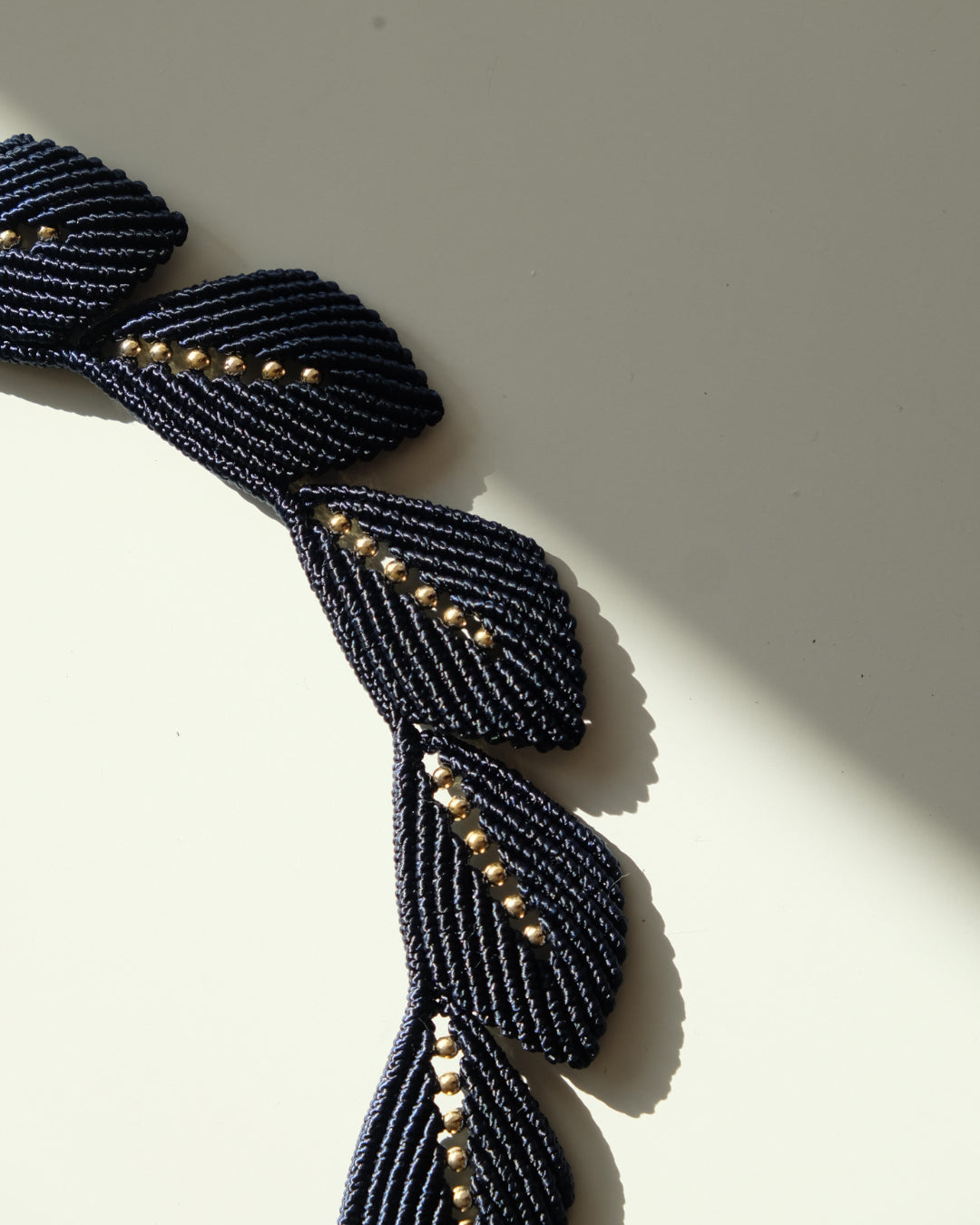 handmade navy blue artisan necklace crafted by Colombian artisans